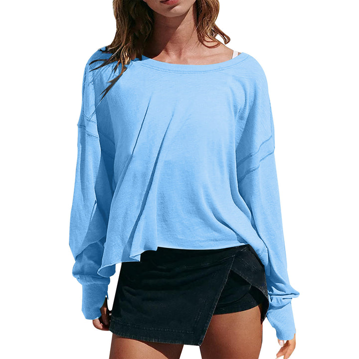 Damen Cropped-Sweatshirt mit überkreuztem Cut-Out-Rücken und rohen Saumkanten – Avérine