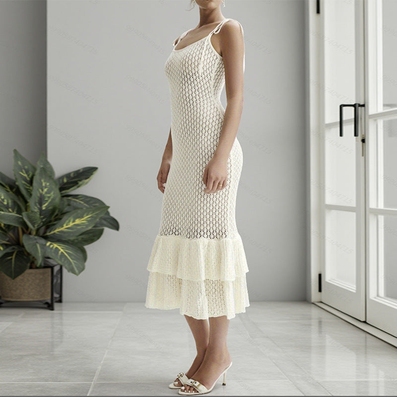 Damen Häkelkleid mit voluminösem Rüschenbesatz Echo Archiv