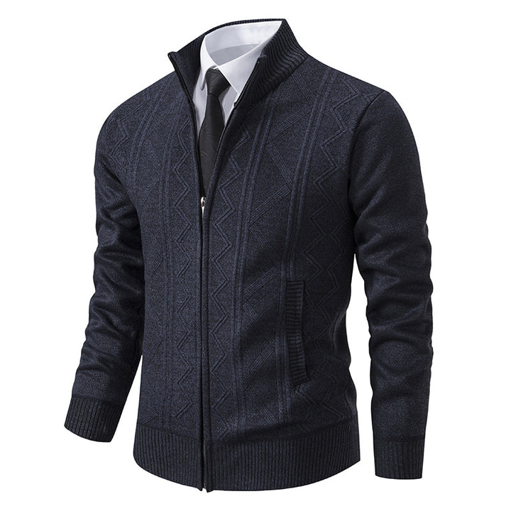 Herren nan Strickjacke mit Reißverschluss, Stehkragen und strukturierter Zopfmuster-Optik Echo Archiv