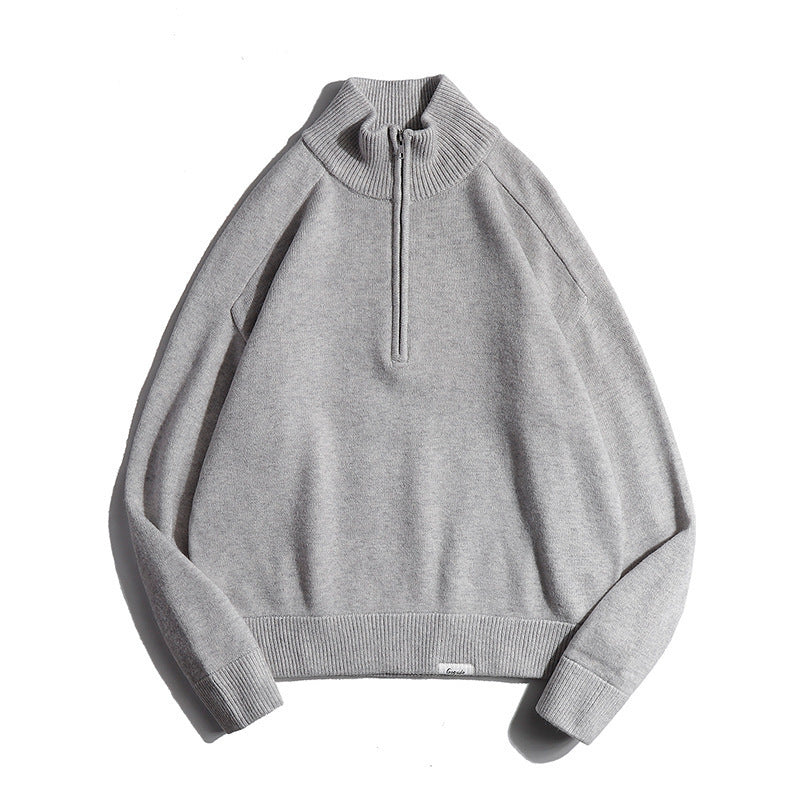 Herren Feinstrickpullover mit halbem Reißverschluss und Stehkragen Echo Archiv