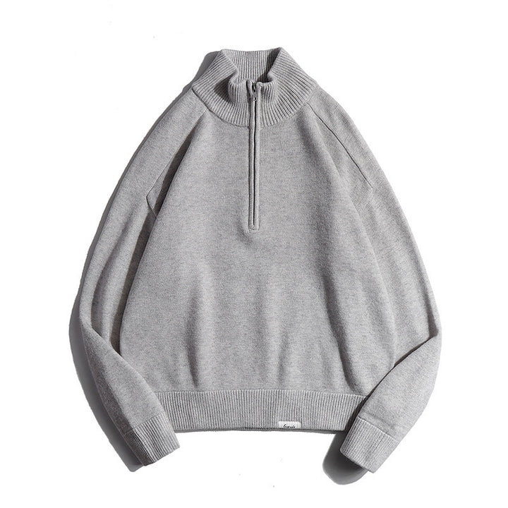 Herren Feinstrickpullover mit halbem Reißverschluss und Stehkragen Echo Archiv