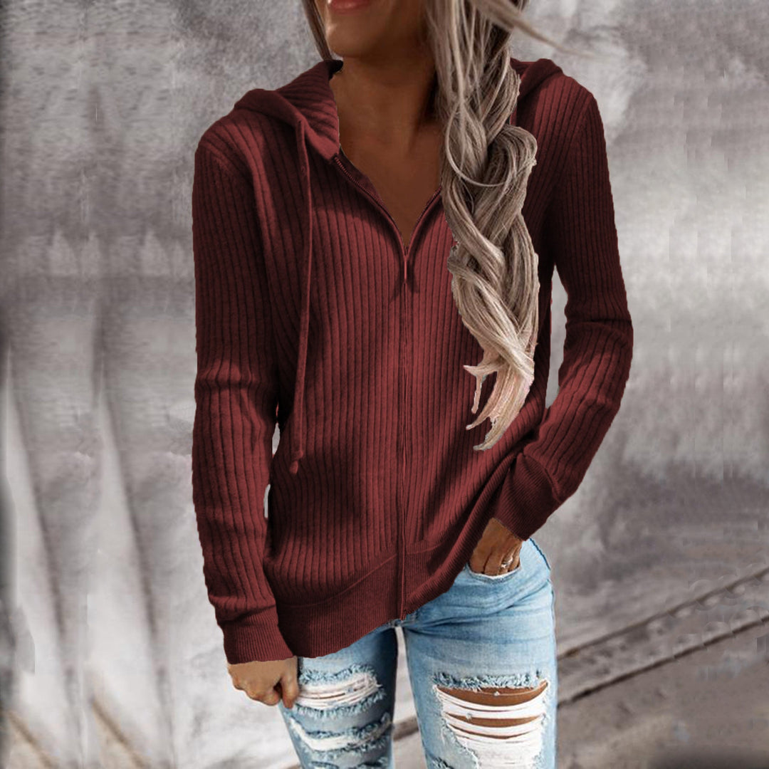 Damen Kapuzenjacke aus strukturiertem Material mit praktischen Taschen Echoarchiv