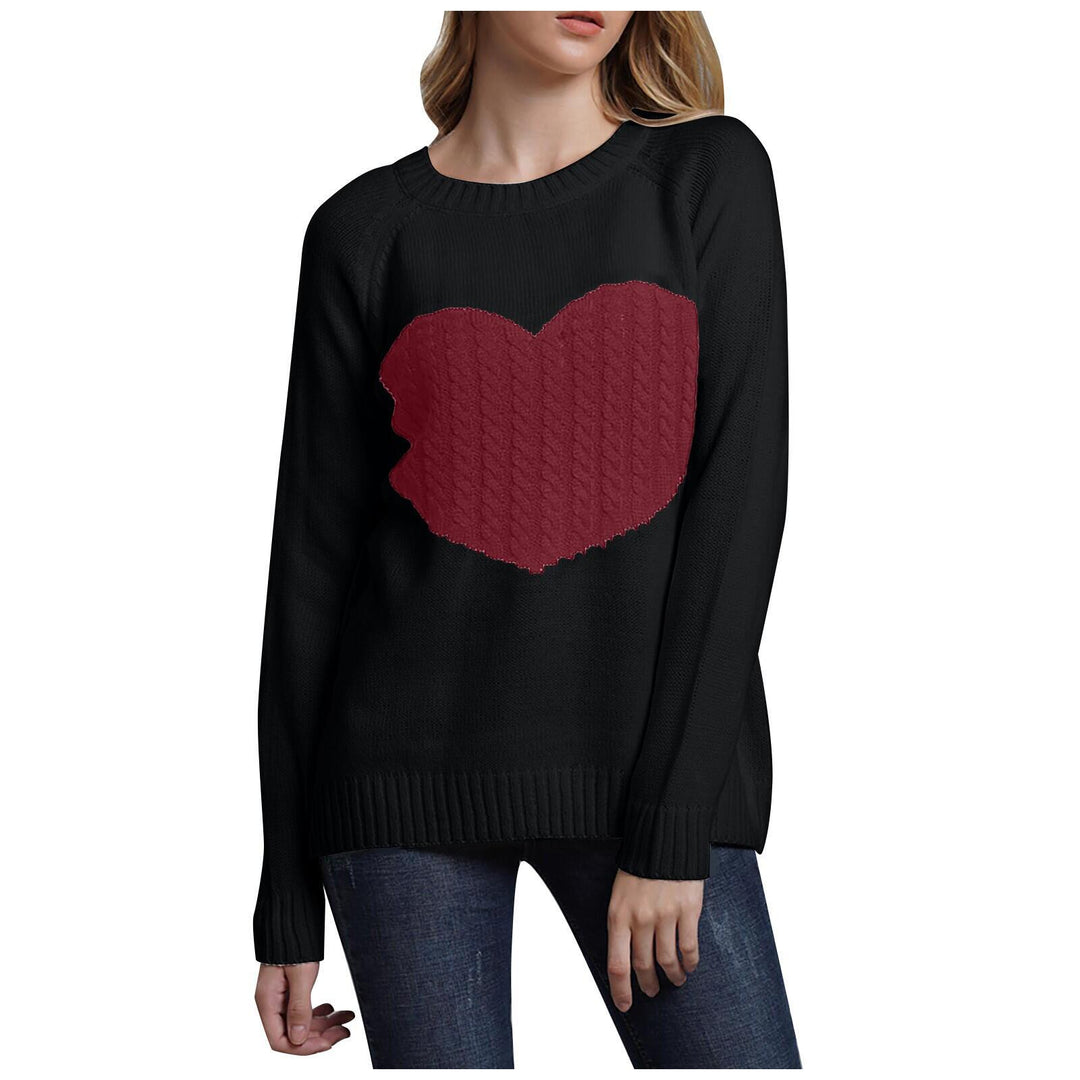 Damen Strickpullover mit Herzapplikation, Rippbündchen und legerer Passform Echo Archiv