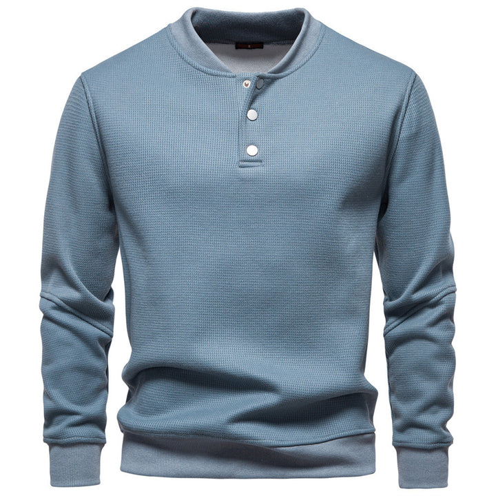 Herren nan Waffelstruktur-Henley-Pullover mit kurzem Druckknopfverschluss und Rippbündchen Echo Archiv