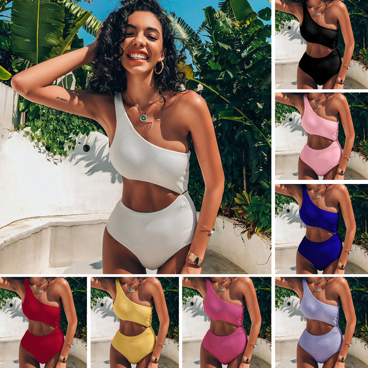 Damen One-Shoulder-Bikini mit hohem Beinausschnitt Echo Archiv