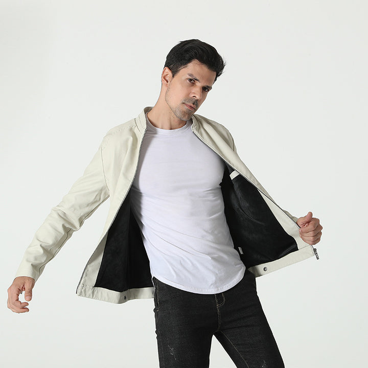 Herren modische Kunstlederjacke mit elastischem Kragen Echoarchiv