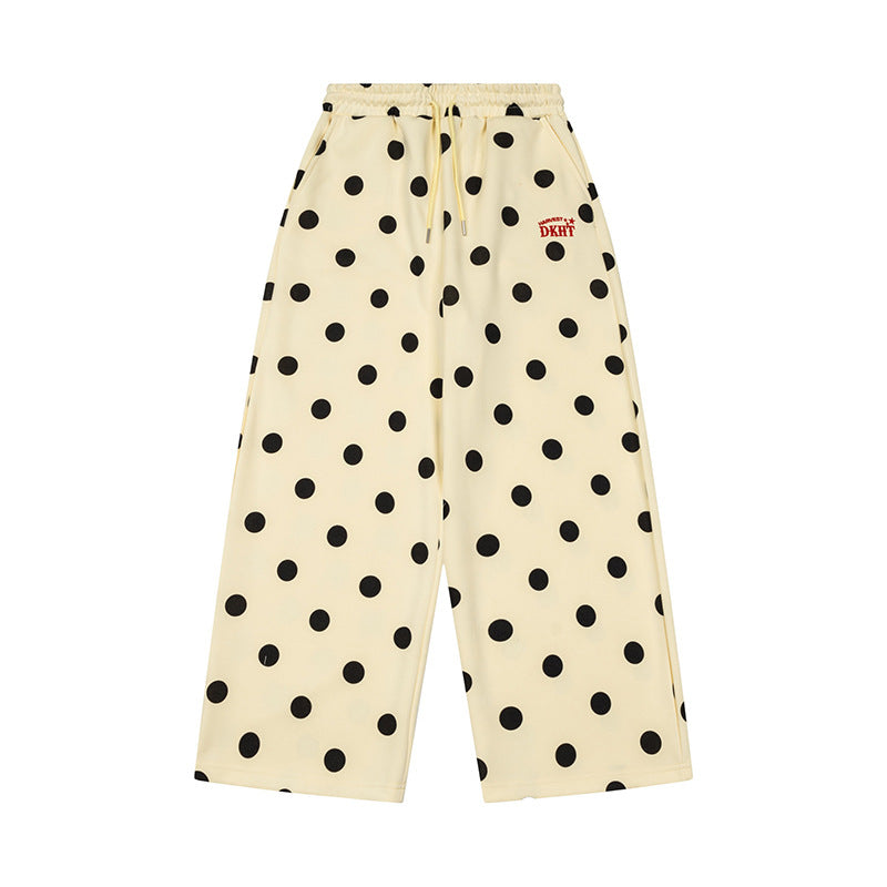 Damen Weite Culotte-Sweathose mit elastischem Komfortbund und Polka-Dot-Print Echoarchiv