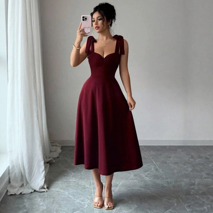 Damen Midi Kleid mit süßen Schleifenärmel Echo Archiv
