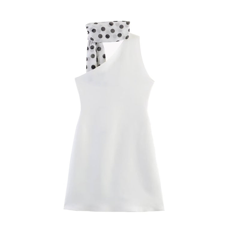 Damen Hängerkleid mit asymmetrischem Ausschnitt und stilvollem Punkteschal Echo Archiv