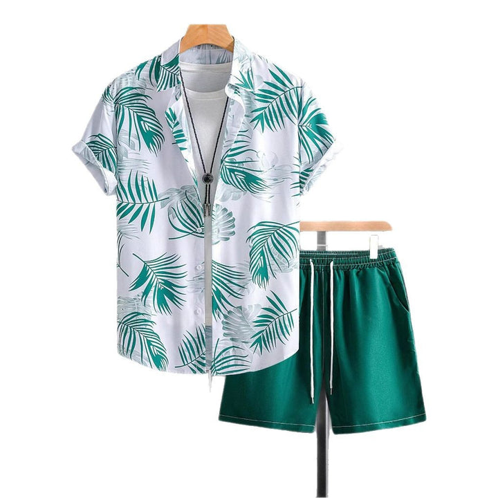 Herren Kurzarmhemd und Shorts Set mit tropischem Muster Echoarchiv