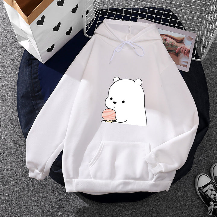 Damen oversized Kapuzenpullover im Streetstyle mit weichem Fleece-Innenfutter, Kängurutasche und farbenfrohem Cartoon-Katzen-Planet-Print – Auréline