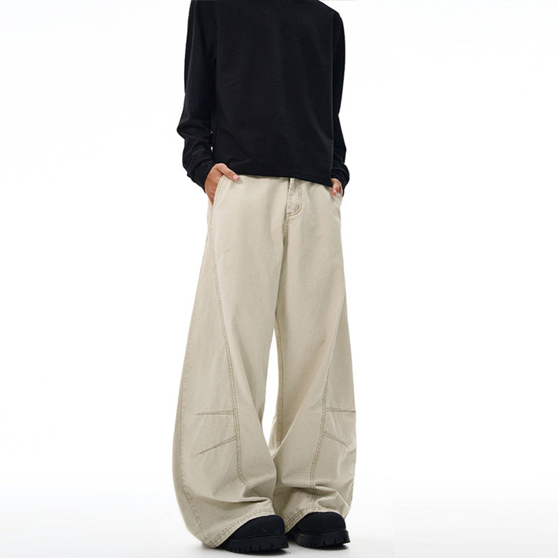 Herren Weitgeschnittene Workwear-Palazzo-Hose aus robustem Baumwoll-Twill mit Paneelnähten Echo Archiv