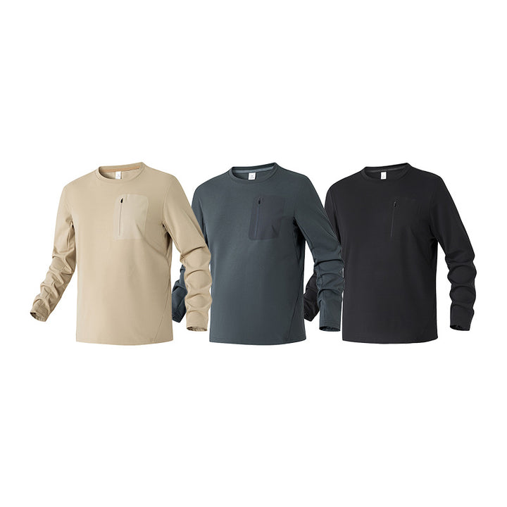Herren Funktions-Langarmshirt mit Brust-Reißverschlusstasche und atmungsaktivem Performance-Jersey Echo Archiv