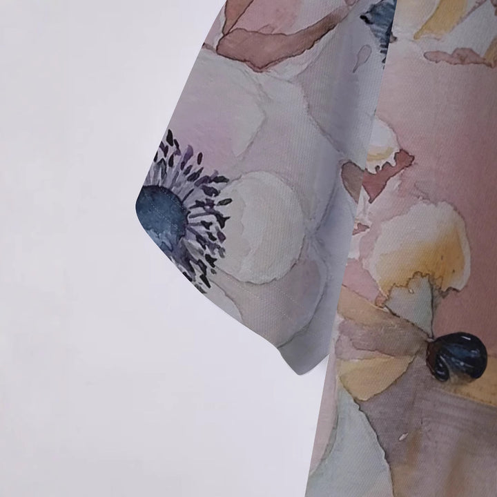 Herren Kurzarm Poloshirt mit floralem Aquarellmuster Echoarchiv