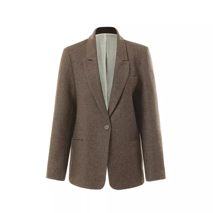 Damen Klassischer Woll-Tweed-Blazer mit schmalem Revers, Teilgefüttert und Ein-Knopf Echo Archiv