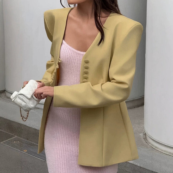 Damen Sculpturaler taillierter Blazer mit markanter Schulterpartie Echoarchiv