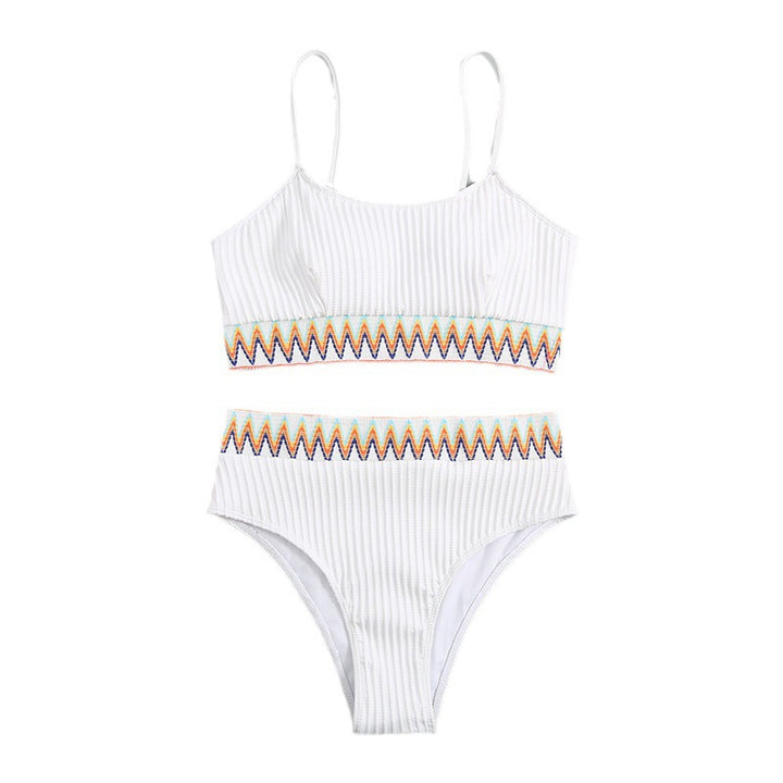 Damen Hochtailliertes Bikini-Set mit gestreiftem Oberteil Echo Archiv