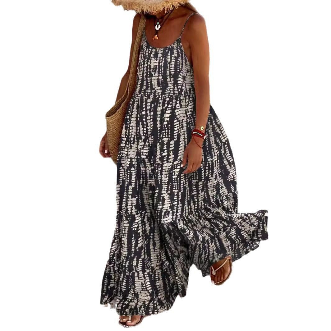 Damen Maxikleid mit leichtem Schnitt und farbenfrohem Druck Echo Archiv