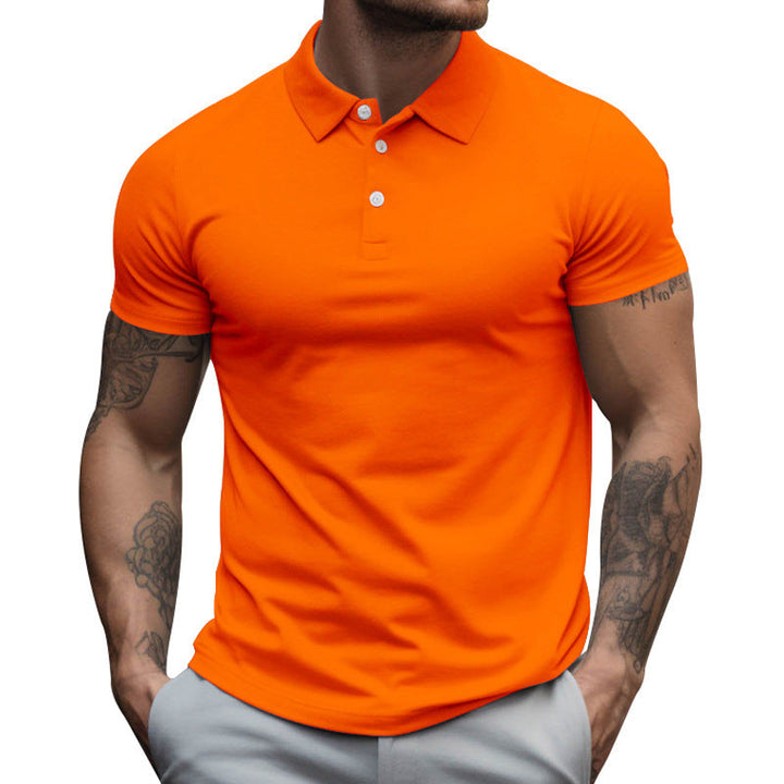 Herren nan tailliertes elastisches Piqué-Poloshirt mit klassischem Kragen Echoarchiv