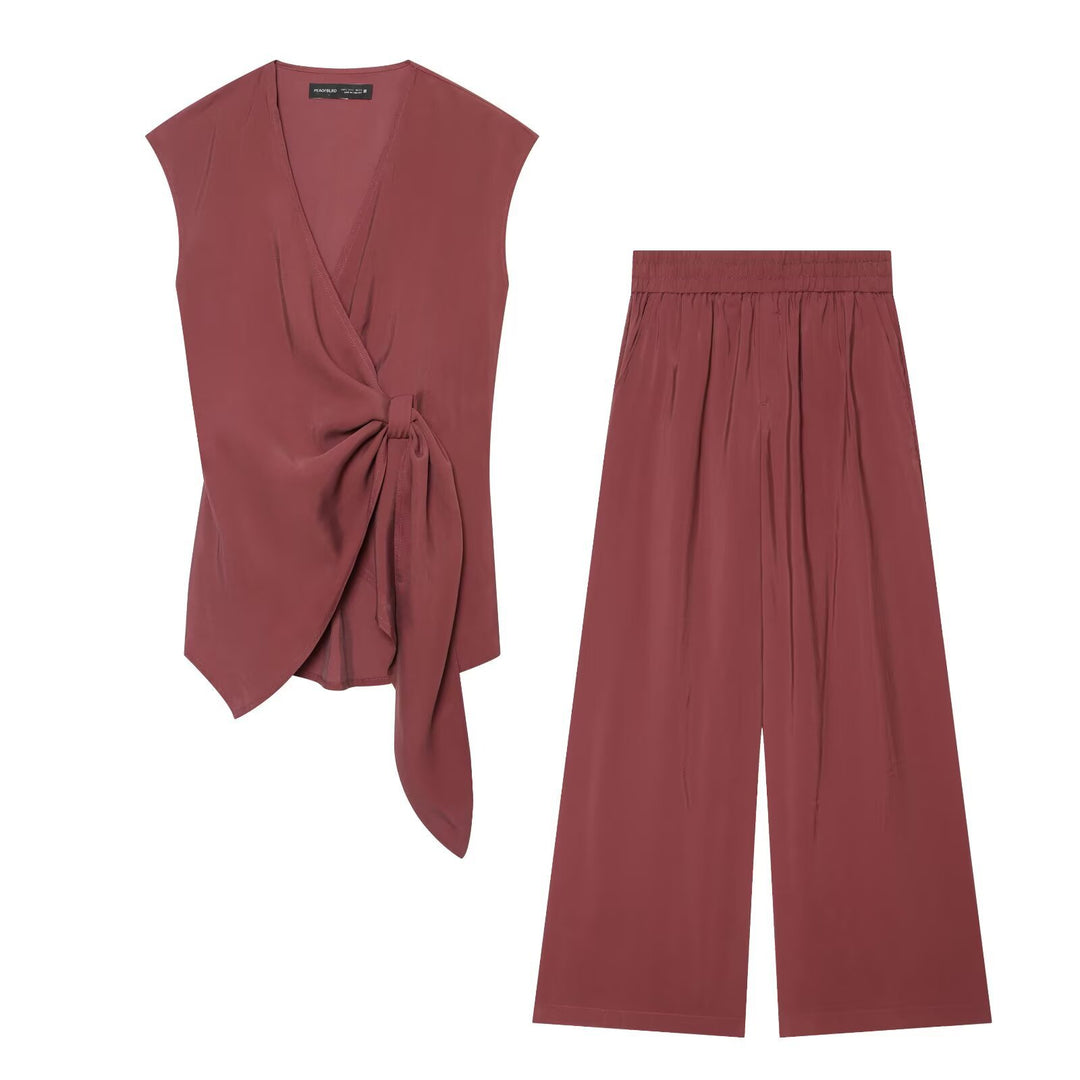 Damen Weite Leinenmisch-Hose mit hohem Elastikbund und Seitentaschen Echo Archiv