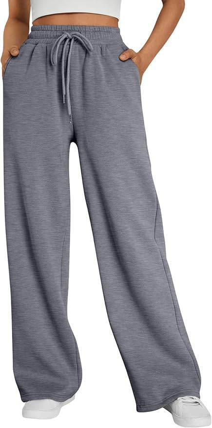 Damen weite Loungehose mit hohem Elastikbund, verstellbarem Kordelzug und fließender Palazzosilhouette – Avélisse