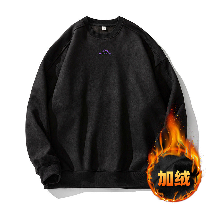 Unisex Oversize Rundhals-Sweatshirt mit minimalistischer Berg-Stickerei Echo Archiv