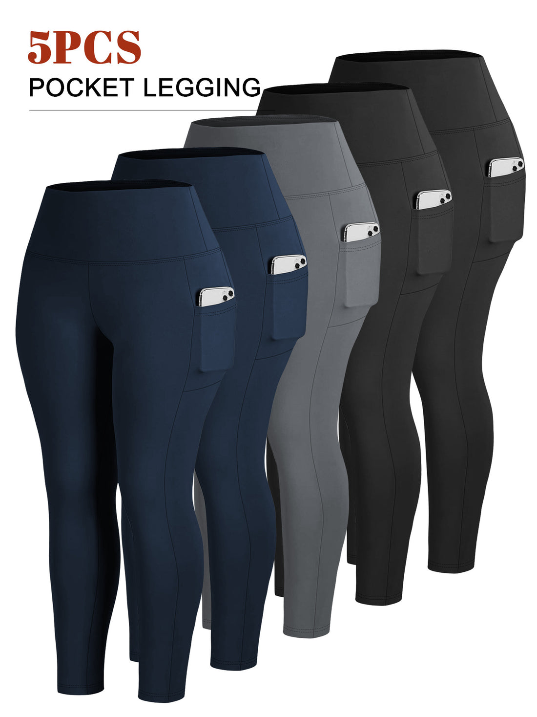 Damen Knöchelhohe Sportleggings mit hohem Bund und seitlicher Smartphone-Tasche – Avélisse