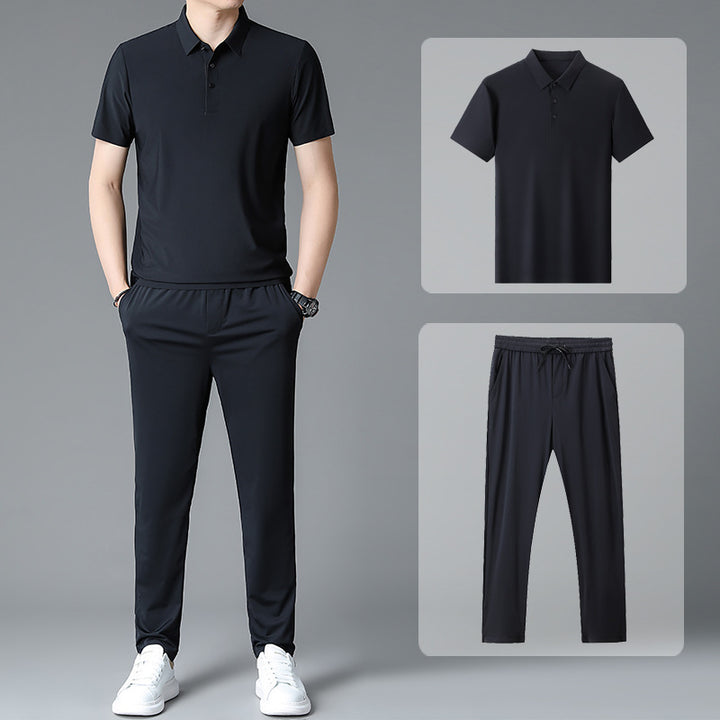 Herren Sportliches Ensemble aus atmungsaktiver Poloshirt und Jogginghose Echoarchiv