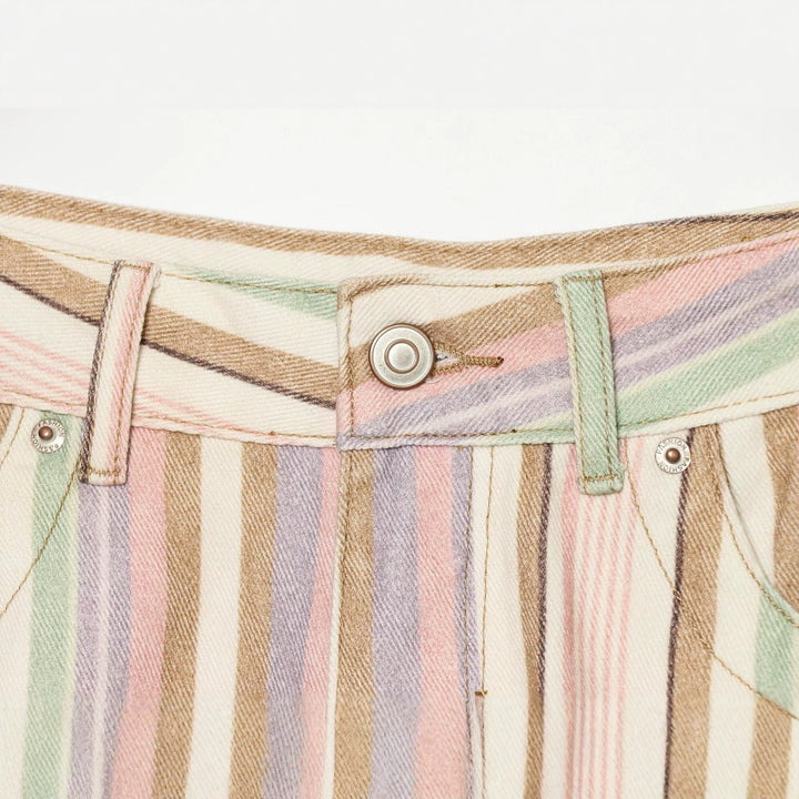 Damen Gestreifte Highwaist Palazzohose mit weitem Bein und Five‑Pocket-Details Echo Archiv