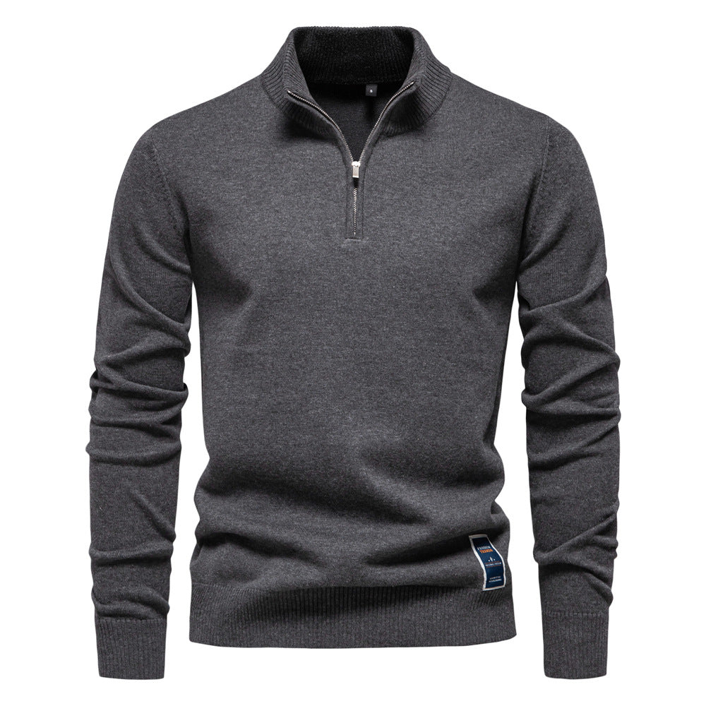 Herren Pullover mit kurzem Reißverschluss und modischem Stehkragen Echoarchiv