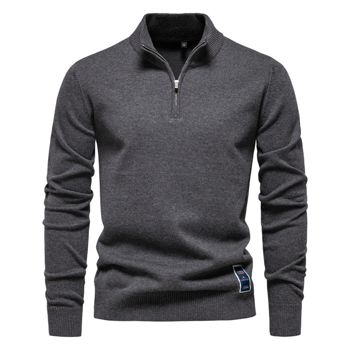 Herren Pullover mit kurzem Reißverschluss und modischem Stehkragen Echoarchiv
