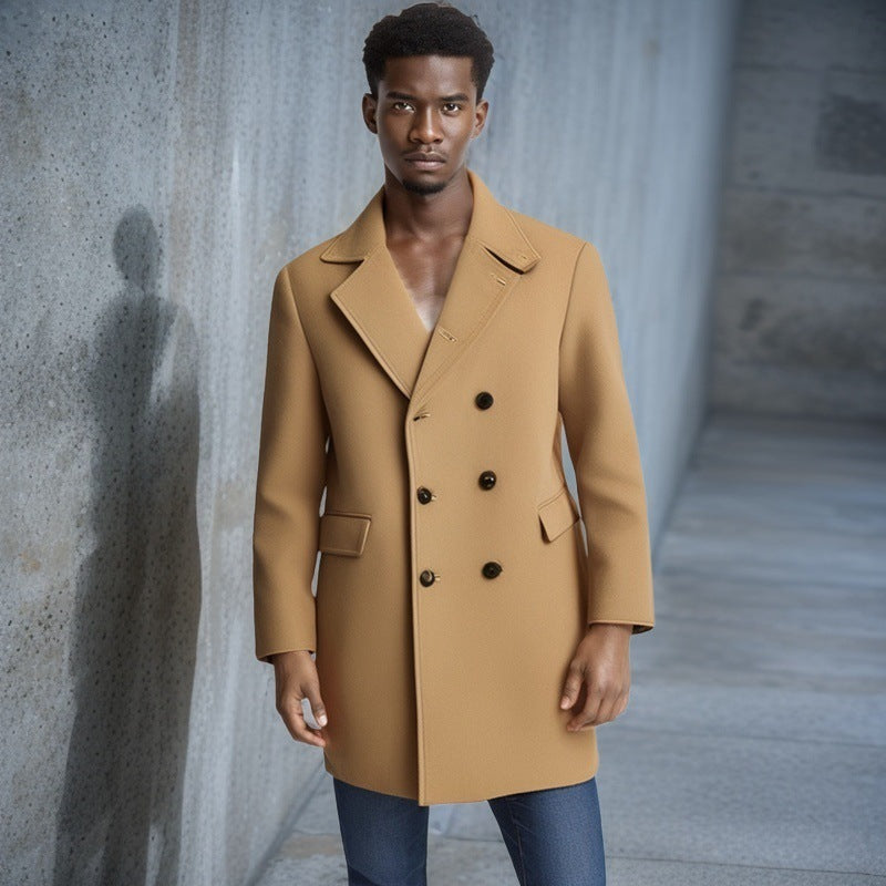 Herren eleganter Doppelreiher-Mantel mit modernem Schnitt und praktischen Taschen Echoarchiv