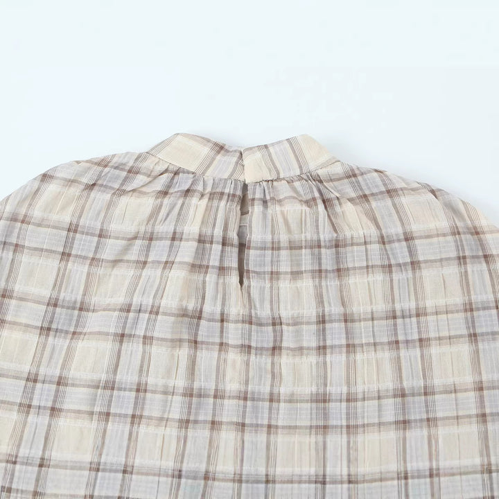 Damen Cropped Blusenoberteil mit Cape-Überwurf und Stehkragen Echoarchiv