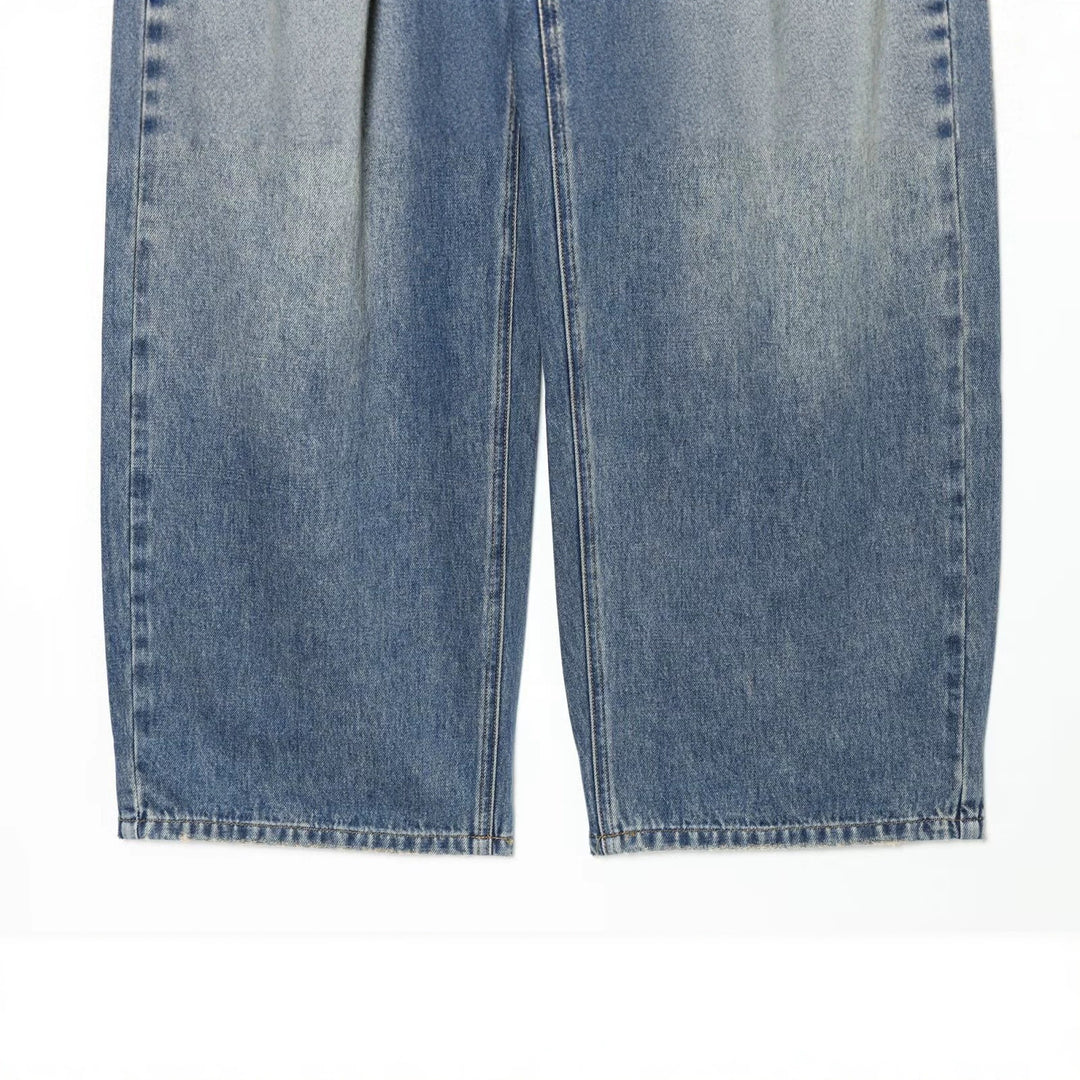 Damen Weite Ripped Denim‑Jeans mit Knie‑Löchern und hoher Leibhöhe Echo Archiv