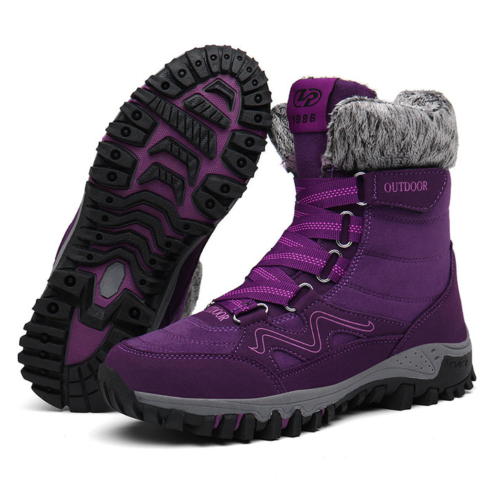 Damen Gefütterte Winter‑Trekkingstiefel mit Kunstfellkragen, schnürsystem und griffiger Offroad‑Profilsohle Echo Archiv