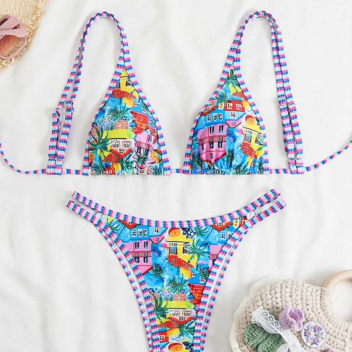 Damen Triangel-Bikini-Set mit verstellbaren Trägern und floralem Muster Echo Archiv