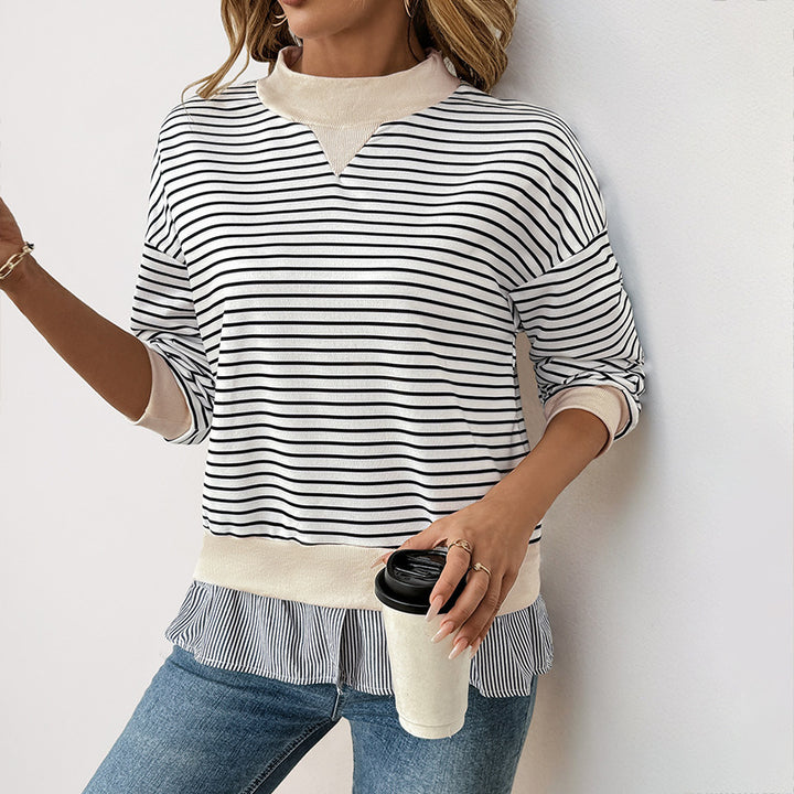 Damen Lässiger Langarm Pullover mit Rippdetails Echo Archiv