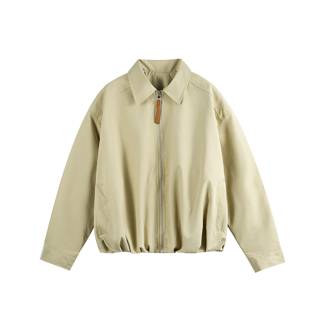 Unisex Kurzblouson im Boxy‑Cut mit Hemdkragen und gerafftem Saum Echoarchiv