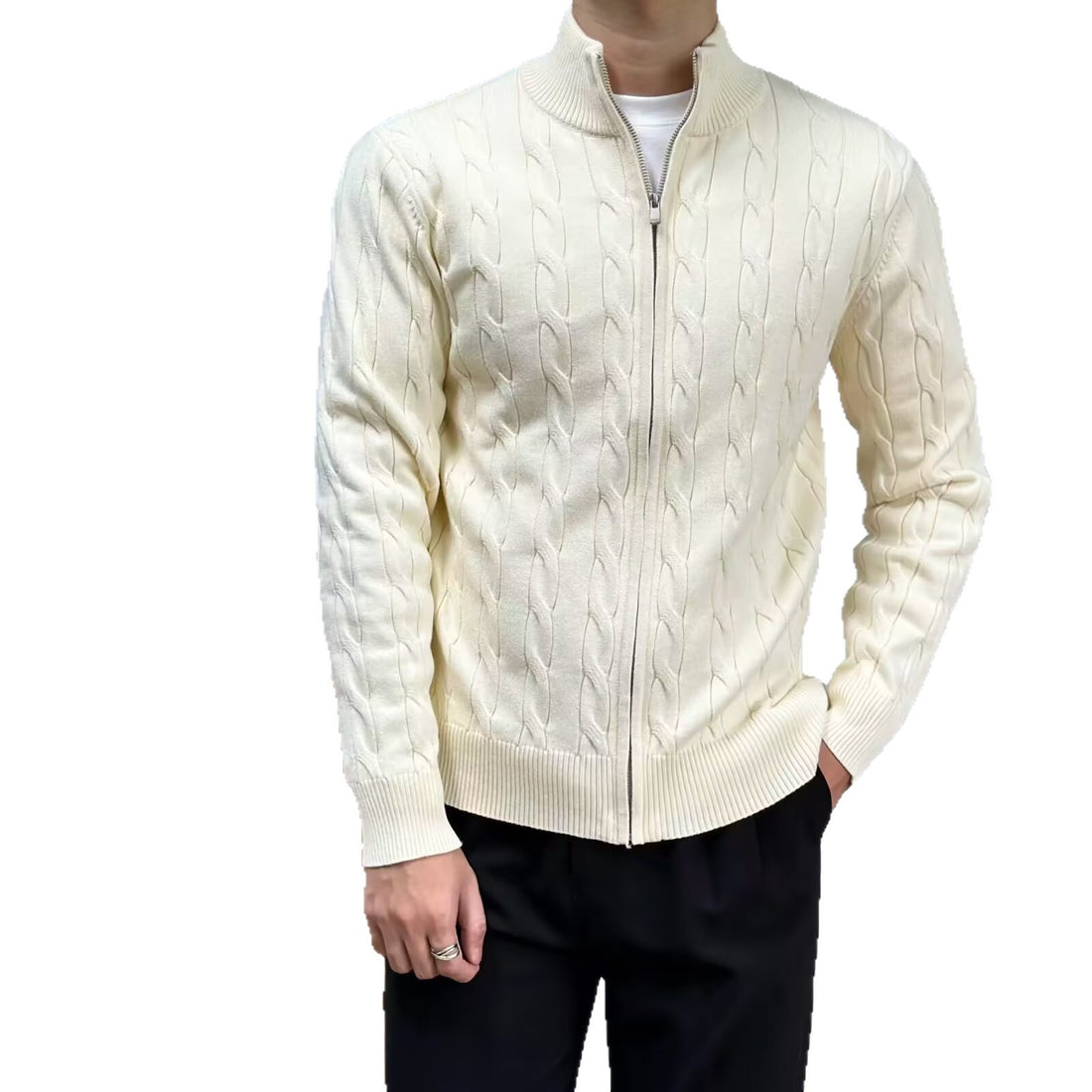 Herren Hochwertiger Strickpullover mit Reißverschluss – Norvane