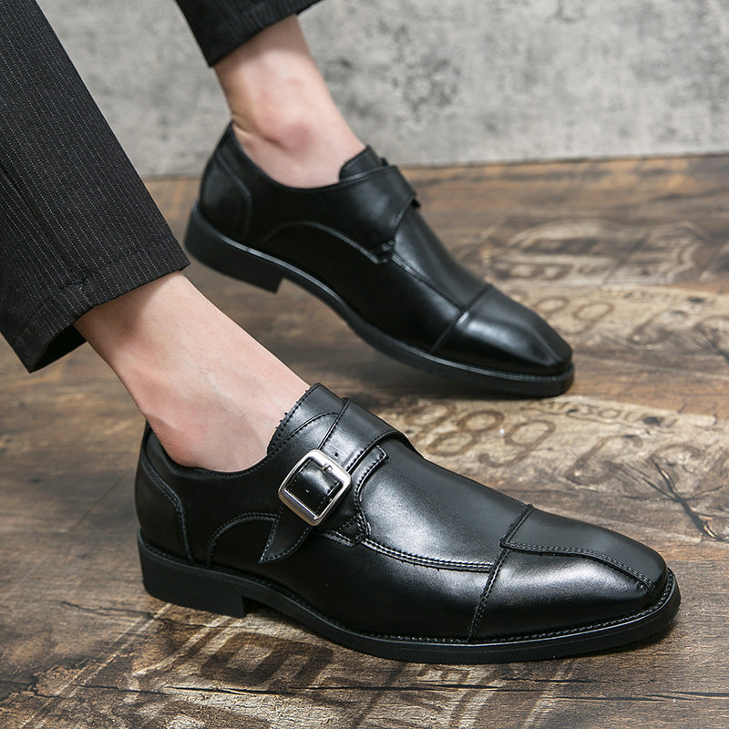 Herren eleganter zweifarbiger Monkstrap-Lederhalbschuh mit einzelner Metallschnalle und handgenähter Sohlenausführung Echo Archiv