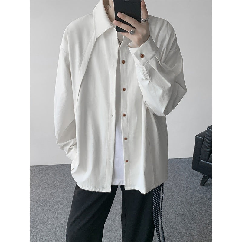 Herren Oversize-Hemdjacke aus leichtem Baumwollmix mit geradem Schnitt & Knopfleiste Echoarchiv