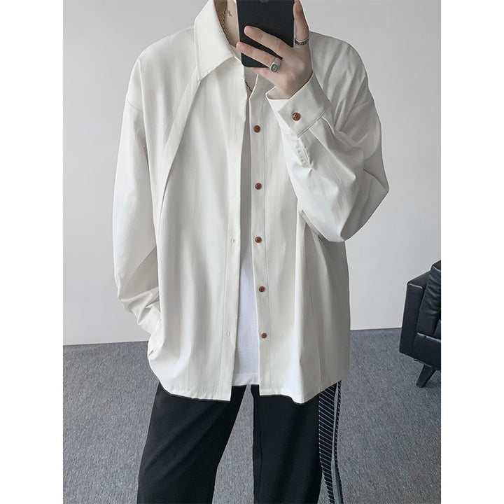Herren Oversize-Hemdjacke aus leichtem Baumwollmix mit geradem Schnitt & Knopfleiste Echoarchiv