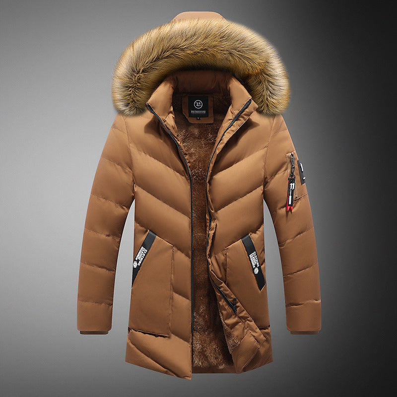 Herren gesteppte Winterjacke mit abnehmbarem Kunstfellkragen und praktischen Taschen Echoarchiv