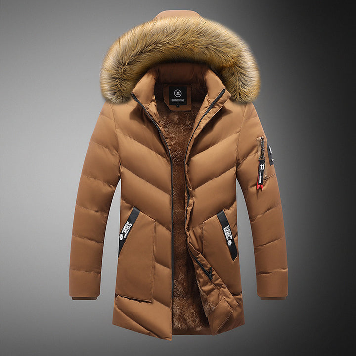 Herren gesteppte Winterjacke mit abnehmbarem Kunstfellkragen und praktischen Taschen Echoarchiv