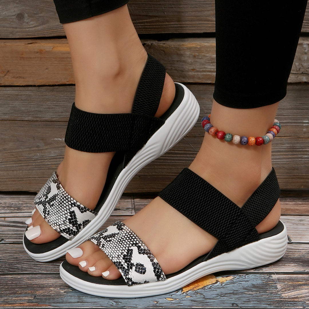 Damen Strick‑Sandalen mit elastischen Riemen und dämpfender Plateau‑Sohle Echo Archiv