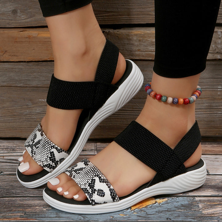 Damen Strick‑Sandalen mit elastischen Riemen und dämpfender Plateau‑Sohle Echo Archiv