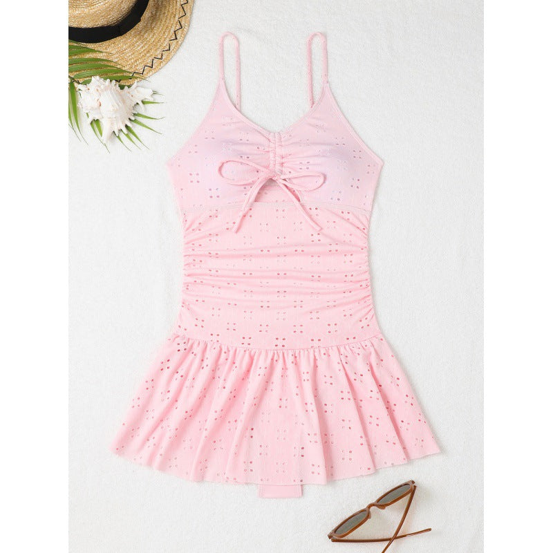 Damen Badekleid mit Rüsche und verstellbarem Schnürdetail Echo Archiv