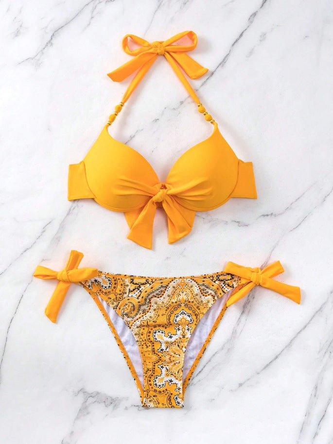 Damen Bikini-Set mit modischem Knoten und bunten Akzenten Echo Archiv