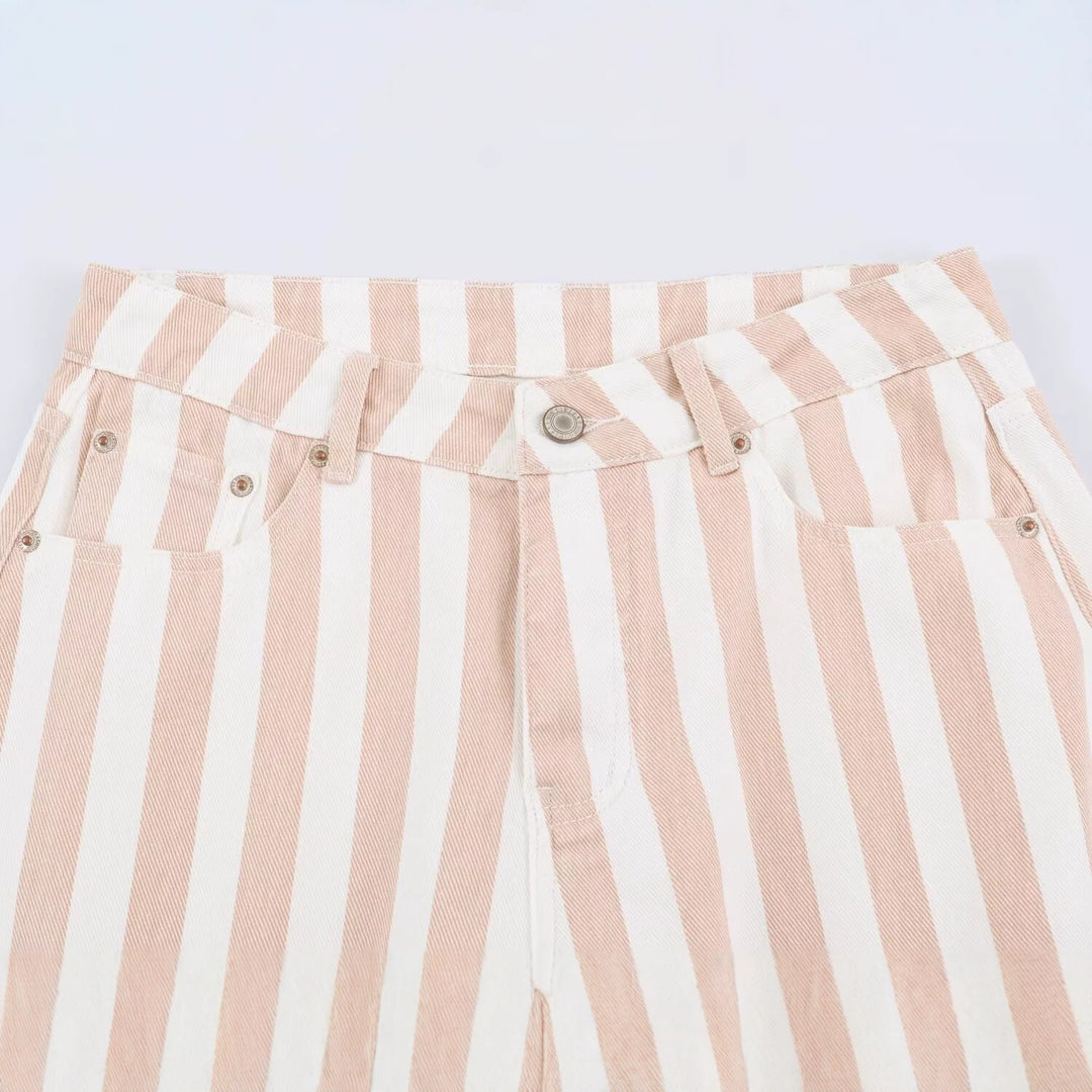 Damen Gestreifte High-Waist-Hose mit geradem Bein Echo Archiv