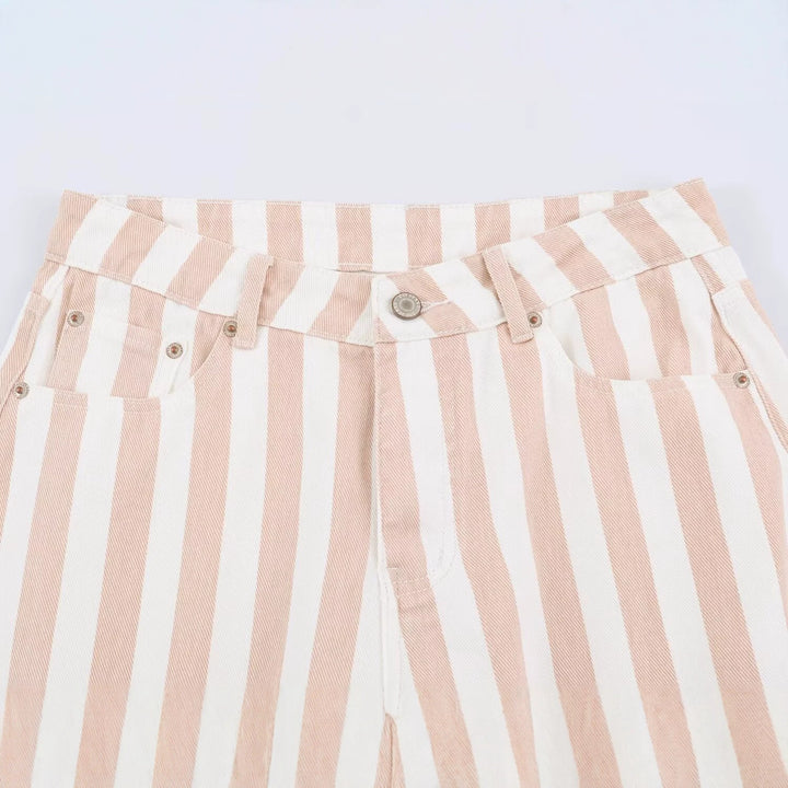 Damen Gestreifte High-Waist-Hose mit geradem Bein Echo Archiv